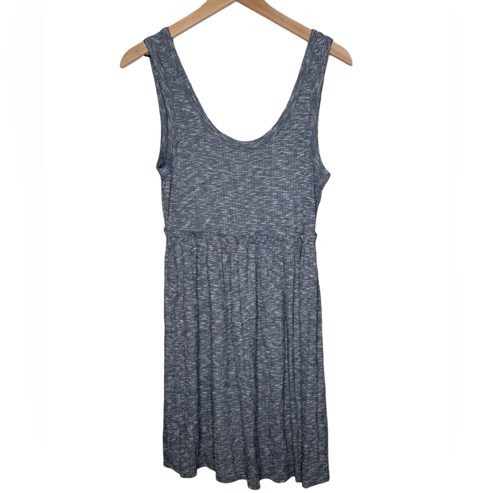 NEW Lazy Sundays Linen‎ Blend Ribbed Heathered Gray Mini Dress Small
